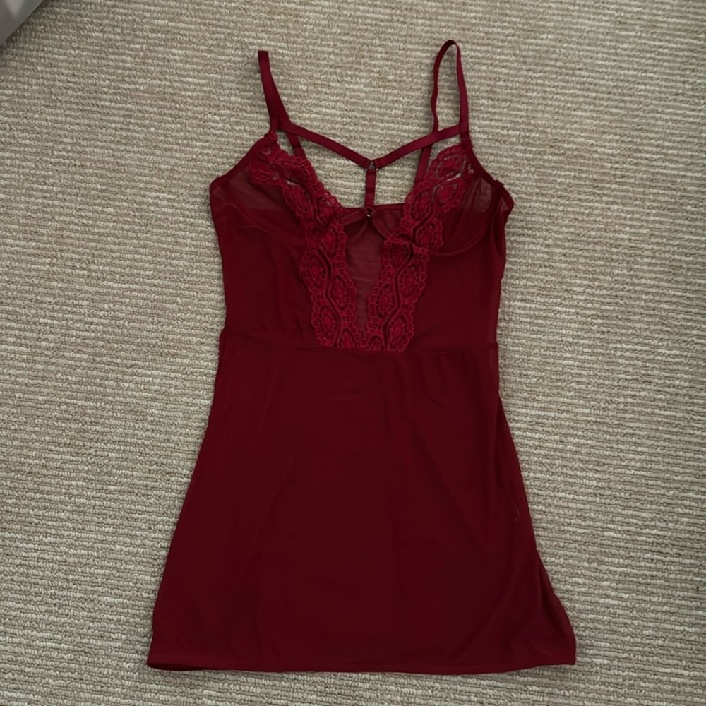 Maroon lace babydoll dress